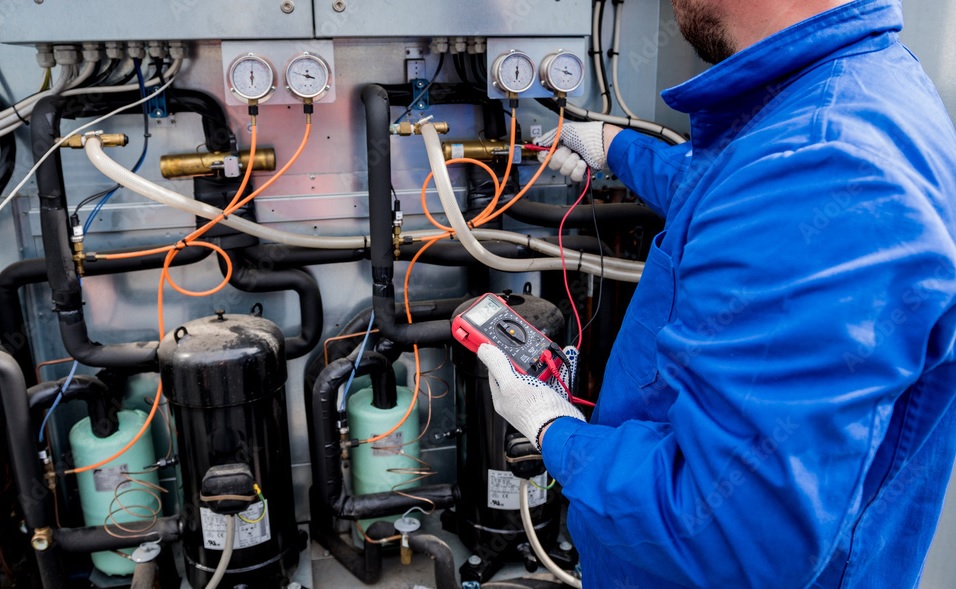 Climascope mechanic doing an emergency repair on a Commercial fridge at a busy Gold Coast restaurant